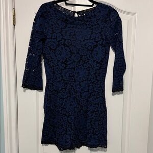 Zara Basic Navy and Black Lace romper